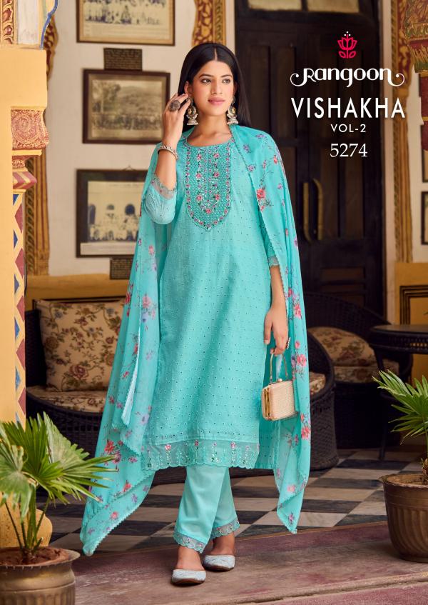 Rangoon Vishakha Vol 2 Embroidery Kurti Bottom With Dupatta